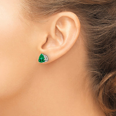 14K White Gold Mount St. Helens Trillion Stud Earrings