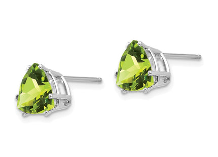 14k White Gold Peridot Trillion Stud Earrings (Style XE96WPE)