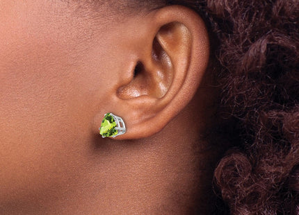 14k White Gold Peridot Trillion Stud Earrings (Style XE96WPE)