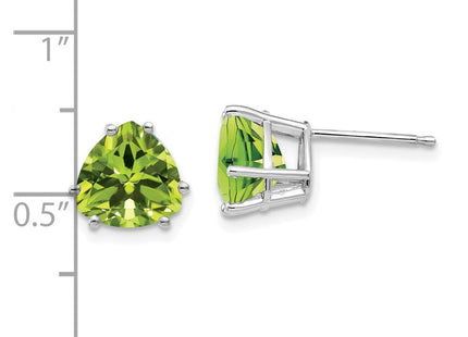14k White Gold Peridot Trillion Stud Earrings (Style XE96WPE)