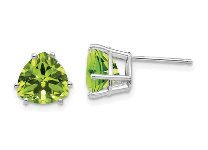 14k White Gold Peridot Trillion Stud Earrings (Style XE96WPE)