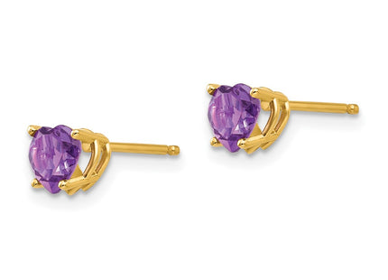 14K gold amethyst heart earrings, alternate view