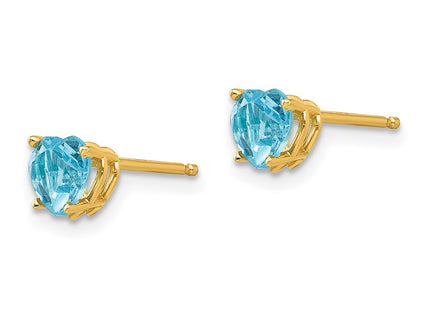 14K gold blue topaz heart earrings, alternate view
