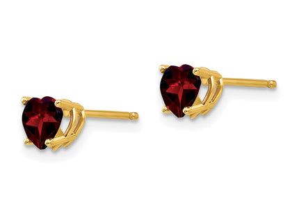 14K gold garnet heart earrings, alternate view