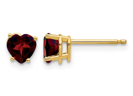 14K gold garnet heart earrings