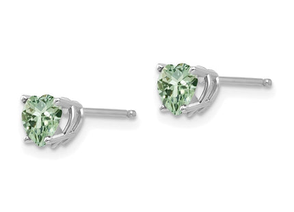 14K white gold amethyst heart earrings, alternate view