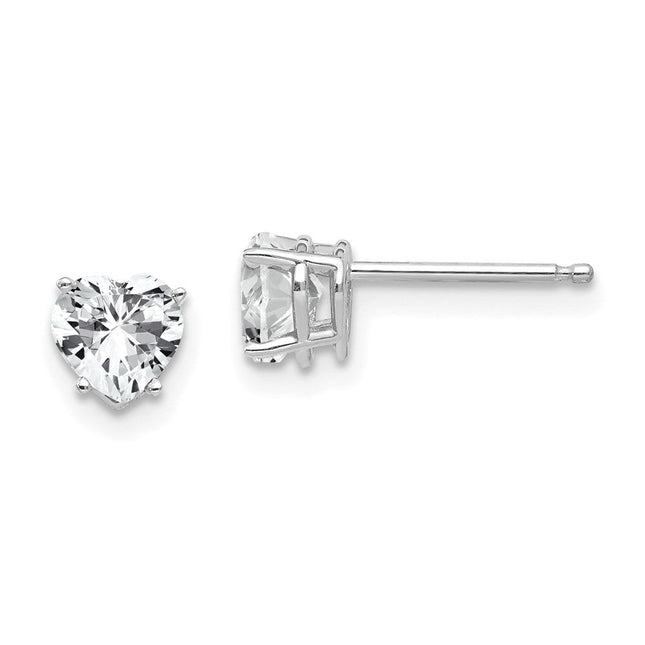 14k White Gold Heart Citrine Earrings, 6 x 5mm