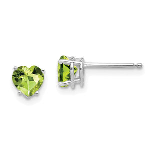 14k White Gold Heart Peridot Earrings (Style XE97WPE)