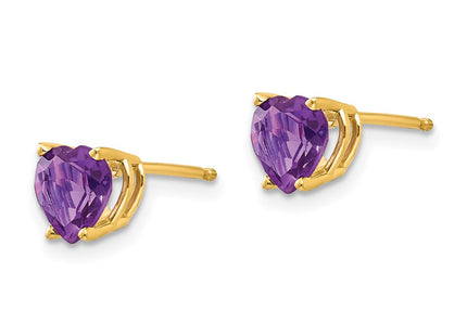14K gold amethyst heart earrings, alternate view