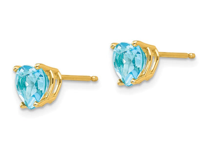 14K gold blue topaz heart earrings, alternate view
