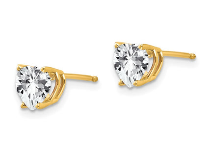 14K gold cubic zirconia heart earrings, alternate view