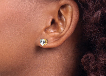 14K gold cubic zirconia heart earrings, another view