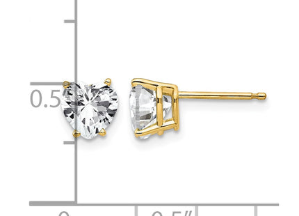 14K gold cubic zirconia heart earrings, further view