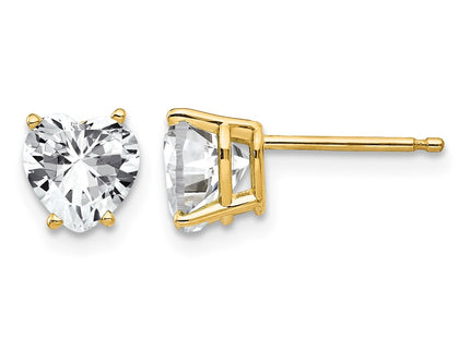14K gold cubic zirconia heart earrings