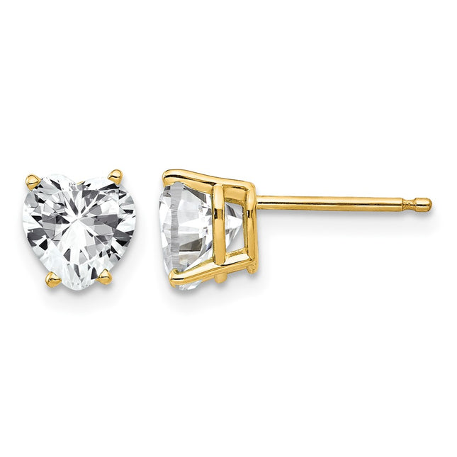 14k Heart Cubic Zirconia Earrings, 6 x 6mm