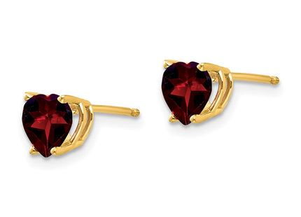 14K gold garnet heart earrings, alternate view