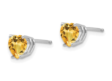 14K white gold blue topaz heart earrings, alternate view