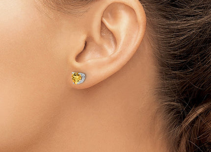 14K white gold blue topaz heart earrings, another view