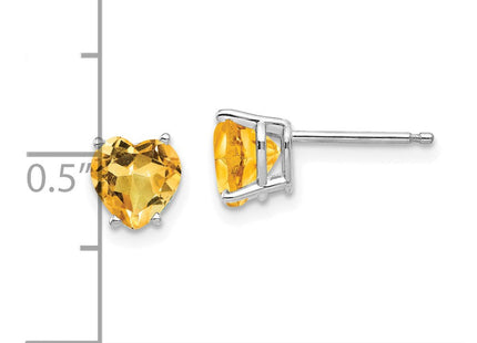 14K white gold cubic zirconia heart earrings, further view
