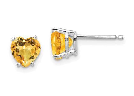 14K white gold blue topaz heart earrings