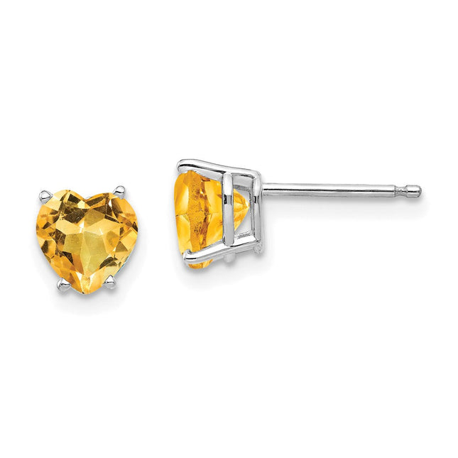 14k White Gold Heart Cubic Zirconia Earrings, 7 x 6mm