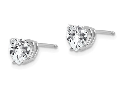 14k White Gold Heart Cubic Zirconia Earrings, 7 x 6mm