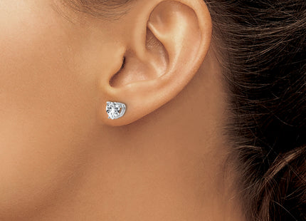 14k White Gold Heart Cubic Zirconia Earrings, 7 x 6mm