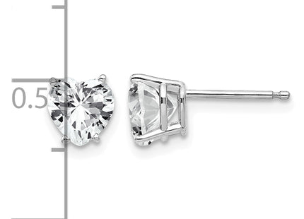 14k White Gold Heart Cubic Zirconia Earrings, 7 x 6mm