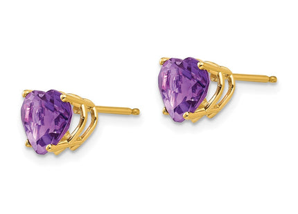 14k Heart Amethyst Earrings (Style XE99AM)