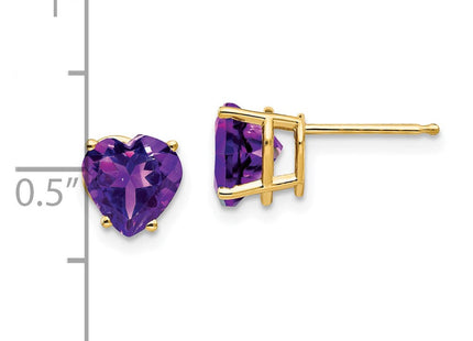 14k Heart Amethyst Earrings (Style XE99AM)