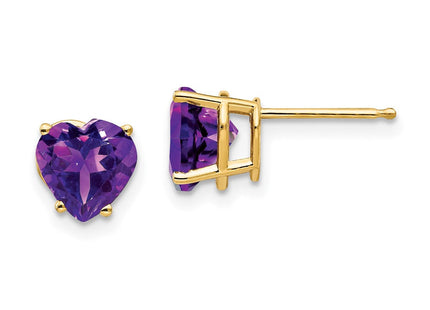 14k Heart Amethyst Earrings (Style XE99AM)