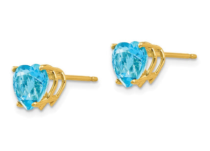 14k Heart Blue Topaz Earrings (Style XE99BT)