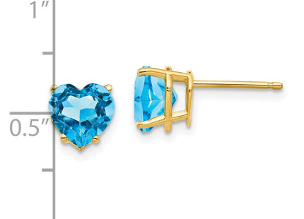 14k Heart Blue Topaz Earrings (Style XE99BT)