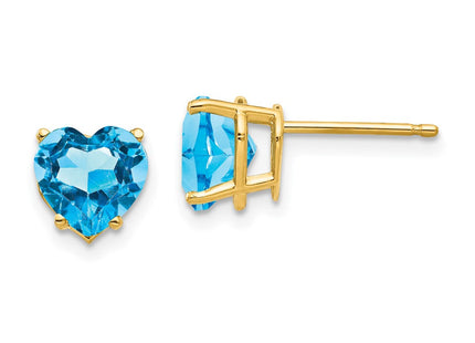 14k Heart Blue Topaz Earrings (Style XE99BT)