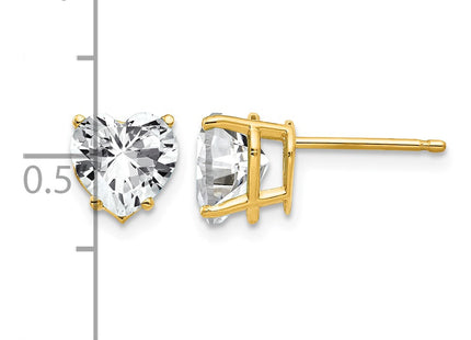 14K gold cubic zirconia heart earrings, further view