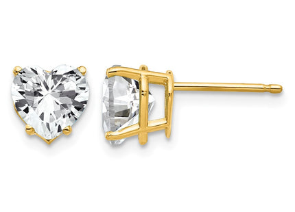 14K gold cubic zirconia heart earrings