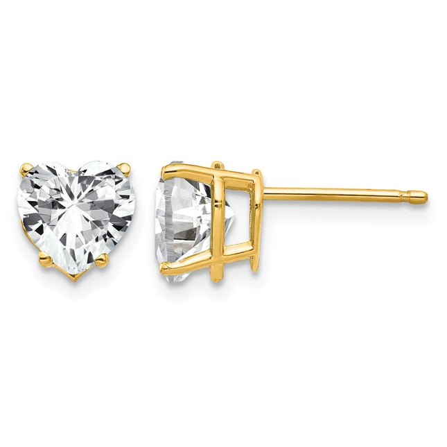 14k Heart Cubic Zirconia Earrings, 7 x 7mm