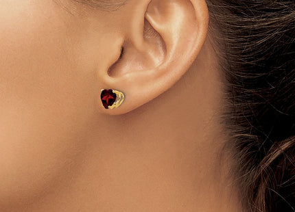 14k Heart Garnet Earrings (Style XE99GA)