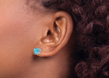 14K white gold blue topaz heart earrings, another view