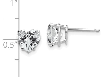14K white gold citrine heart earrings, further view