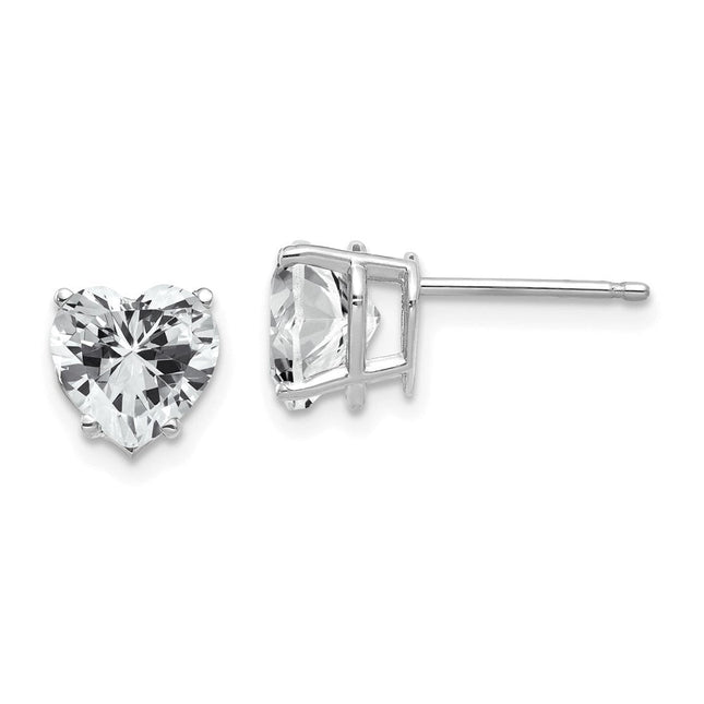 14k White Gold Heart Citrine Earrings, 8 x 7mm