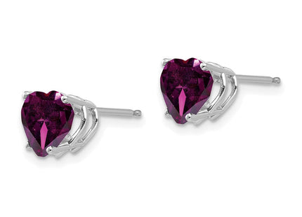 14K white gold amethyst heart earrings, alternate view