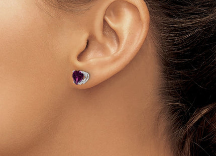 14K white gold amethyst heart earrings, another view