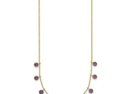 14K Multi-color Gemstone Necklace 16 w/ 2in ext.