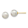 14k 7- Grey Round Akoya Saltwater Cultured Pearl Post Earrings