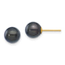 14k 7- Black Round Akoya Saltwater Cultured Pearl Post Earrings