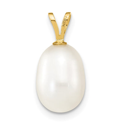 14K White Rice Freshwater Cultured Pearl Pendant
