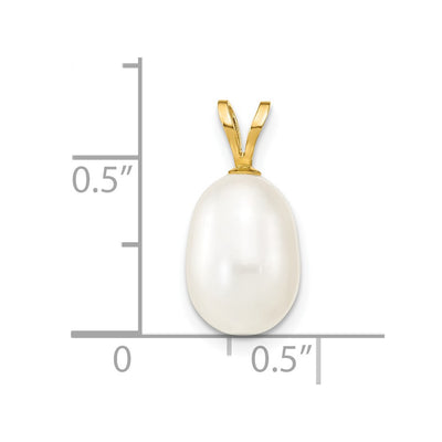 14K White Rice Freshwater Cultured Pearl Pendant
