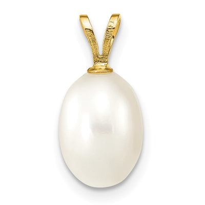 14K White Rice Freshwater Cultured Pearl Pendant