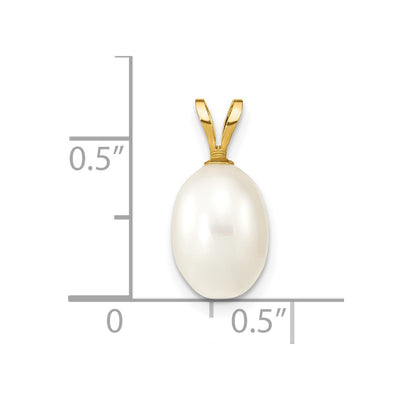 14K White Rice Freshwater Cultured Pearl Pendant